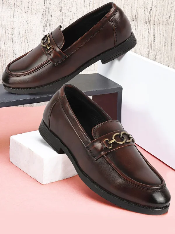 Men's casual shoes with a metallic trim Men Brown Wedding Party Genuine Leather Buckle Slip On Loafer Shoes Men's casual shoes with a metallic trim Men Brown Wedding Party Genuine Leather Buckle Slip On Loafer Shoes