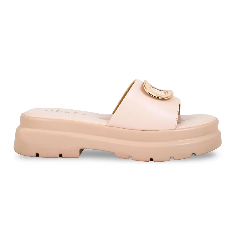 Men's slippers in a warm color like red or brown Pink Platform Heel Slipper PU0501 Men's slippers in a warm color like red or brown Pink Platform Heel Slipper PU0501