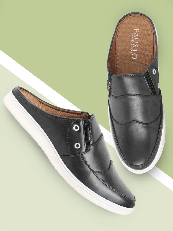 Men's casual sneakers with a mesh upper Men Black Casual Back Open Classic Slip On Shoes