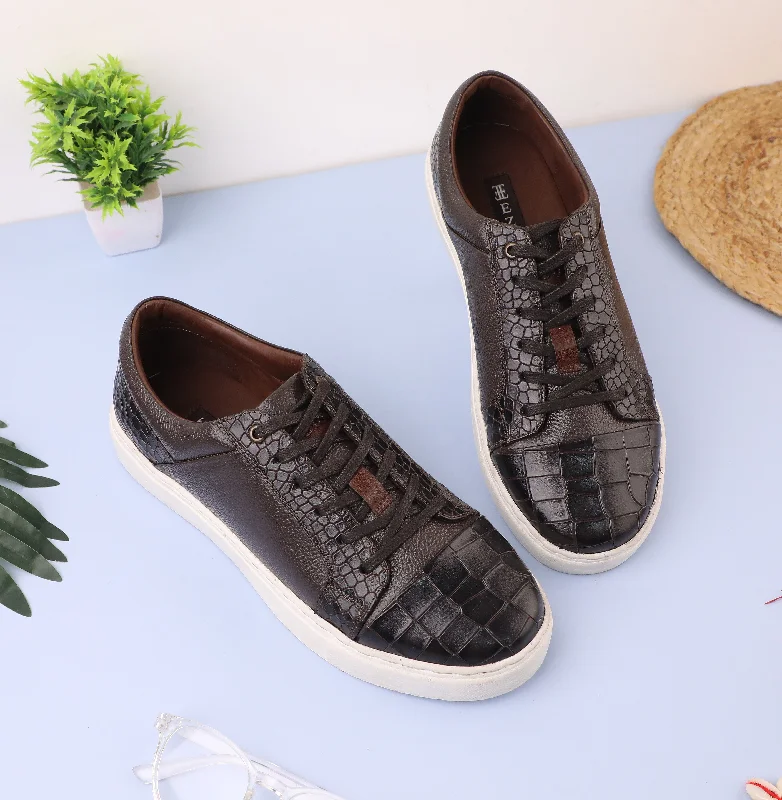 Men's casual sneakers with a mesh upper Ezok Leather Sneaker Shoes For Men