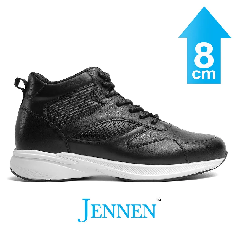 Men's casual shoes with a logo patch on the tongue Mr. Pippen 8cm | 3.2 inches Taller Black High Top Leather Kicks Men's casual shoes with a logo patch on the tongue Mr. Pippen 8cm | 3.2 inches Taller Black High Top Leather Kicks