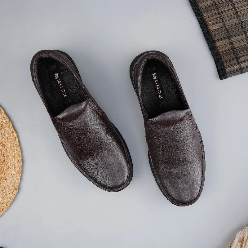 Men's casual shoes with a thick sole for added height Ezok Men Brown Casual Leather Shoes For Men Men's casual shoes with a thick sole for added height Ezok Men Brown Casual Leather Shoes For Men