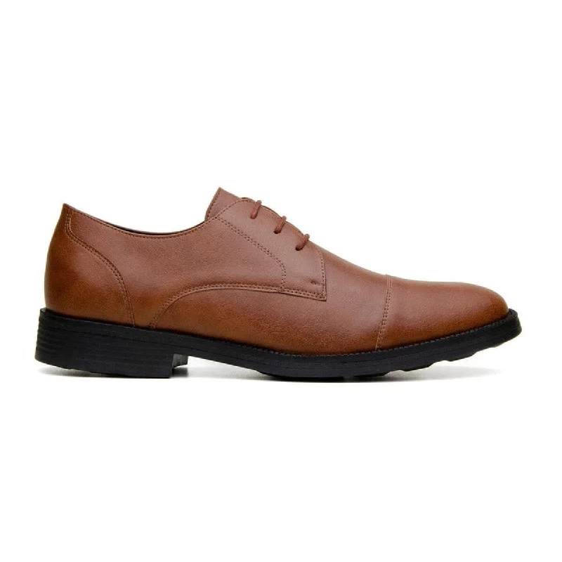 Men's leather formal Oxford shoes with a cap toe Men's leather formal Oxford shoes with a cap toe 'Roma' classic vegan leather derby by Vincente Verde - cognac Men's leather formal Oxford shoes with a cap toe Men's leather formal Oxford shoes with a cap toe 'Roma' classic vegan leather derby by Vincente Verde - cognac