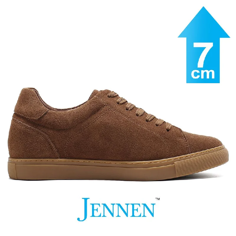 Men's casual shoes with a sporty look and feel Mr. Jackie 7cm | 2.8 inches Brown Taller Casual Suede Sneakers Men's casual shoes with a sporty look and feel Mr. Jackie 7cm | 2.8 inches Brown Taller Casual Suede Sneakers