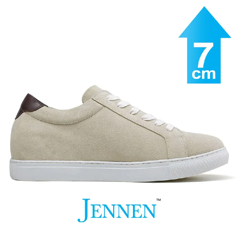 Men's casual shoes with a metallic trim Mr. Banksy Beige 7cm | 2.8 inches Height Increasing Suede Sneakers for Men Men's casual shoes with a metallic trim Mr. Banksy Beige 7cm | 2.8 inches Height Increasing Suede Sneakers for Men