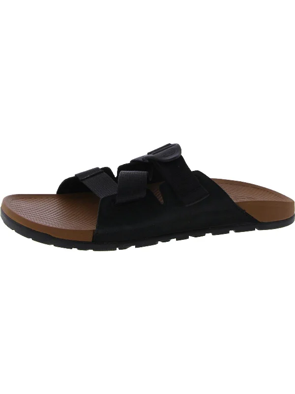 Men's sandals with a shock - absorbing insoleLowdown Mens Leather Cushioned Footbed Slide Sandals Men's sandals with a shock - absorbing insoleLowdown Mens Leather Cushioned Footbed Slide Sandals