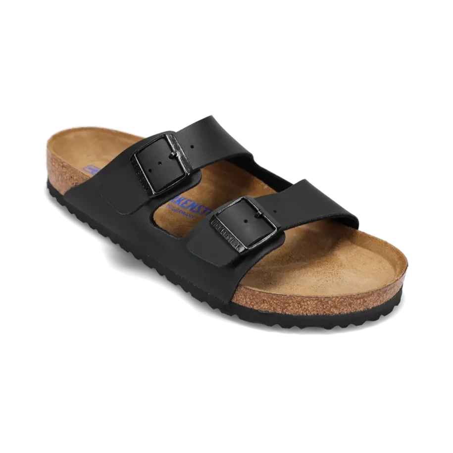 Men's sandals with a decorative buckle or charmMen's Arizona Soft Footbed Black Birko-Flor Men's sandals with a decorative buckle or charmMen's Arizona Soft Footbed Black Birko-Flor