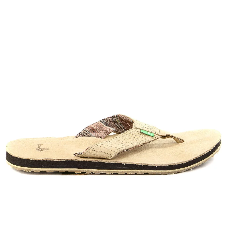 Men's sandals with a cushioned footbedSanuk Burro Down Flip Flop - Tan - Mens