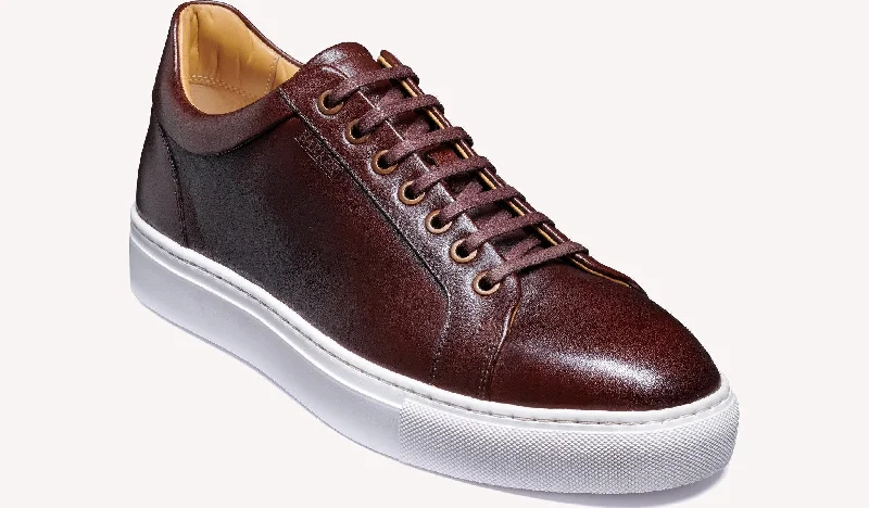 Men's casual shoes with a geometric patternBarker Sam Sneaker - Chestnut Hand Painted Men's casual shoes with a geometric patternBarker Sam Sneaker - Chestnut Hand Painted