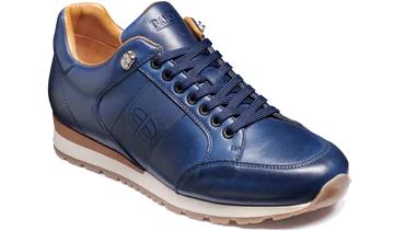 Men's casual shoes with a logo patch on the tongueBarker Seb Sneakers - Navy Calf