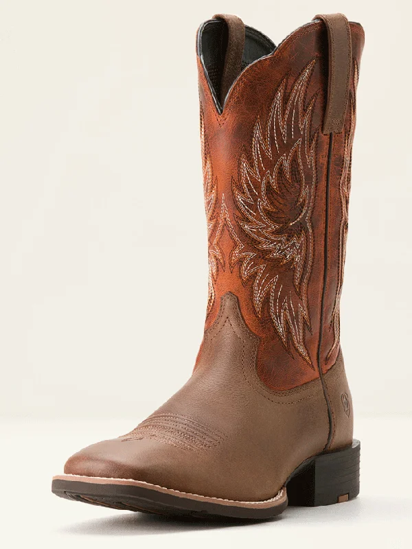 Men's cowboy boots with a leather sole for a classic lookAriat 10053565 Mens Sport Rider Cowboy Boot Vintage Oak Men's cowboy boots with a leather sole for a classic lookAriat 10053565 Mens Sport Rider Cowboy Boot Vintage Oak
