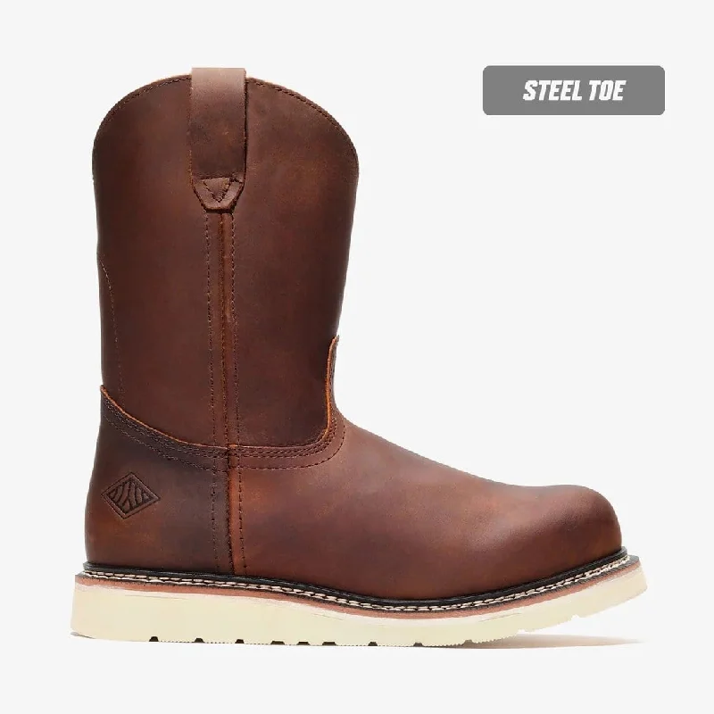 Men's western boots in a rich brown or black leatherBonanza Frontier Classic 10" Wellington Work Boots - Steel Toe Men's western boots in a rich brown or black leatherBonanza Frontier Classic 10" Wellington Work Boots - Steel Toe