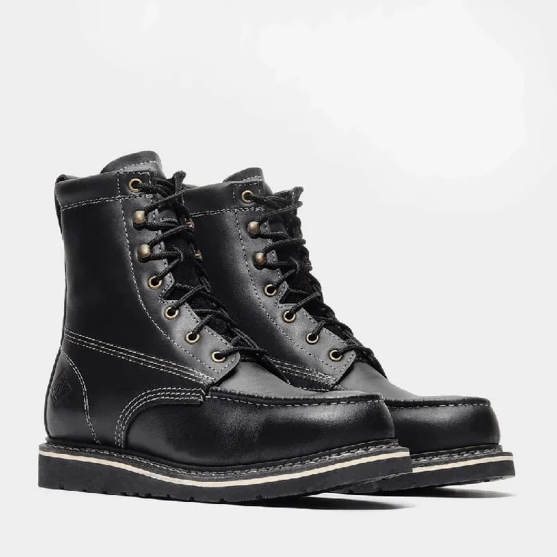 Men's genuine leather western boots with a snake - skin inlayBonanza Frontier Classic 8" Moc Toe Work Boots Men's genuine leather western boots with a snake - skin inlayBonanza Frontier Classic 8" Moc Toe Work Boots