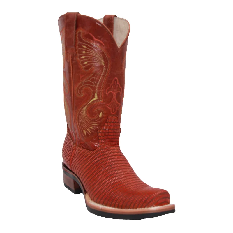 Men's western boots with a tooled leather design on the shaftMen’s Genuine Leather Lizard Print Square Toe Cowboy Dress Boot Men's western boots with a tooled leather design on the shaftMen’s Genuine Leather Lizard Print Square Toe Cowboy Dress Boot