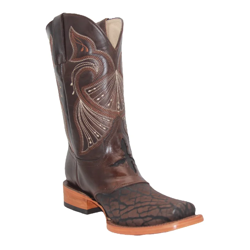 Western - style men's boots with intricate tooling and stitchingMens Leather Square Toe Brown Dress Cowboy Boot Western - style men's boots with intricate tooling and stitchingMens Leather Square Toe Brown Dress Cowboy Boot