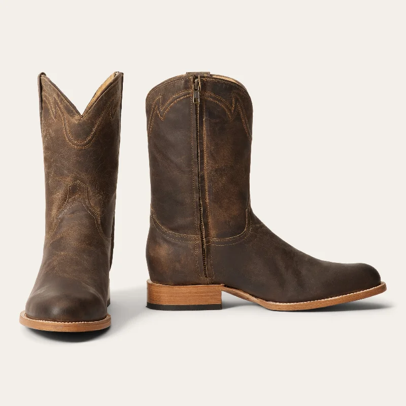 Men's western boots with a high - heeled design and a pointed toeRancher Zip Roper