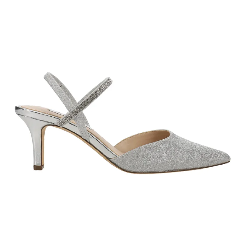 Men's formal shoes with a padded insole for comfortBillie Metallic Glitter Rhinestone Pointed Toe Slingback Wedding Pumps
