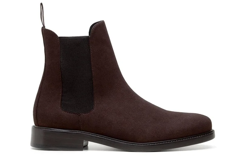 Men's formal shoes with a padded insole for comfort'Dylan' Unisex Chelsea Vegan Suede Boots by Ahimsa - Espresso Men's formal shoes with a padded insole for comfort'Dylan' Unisex Chelsea Vegan Suede Boots by Ahimsa - Espresso