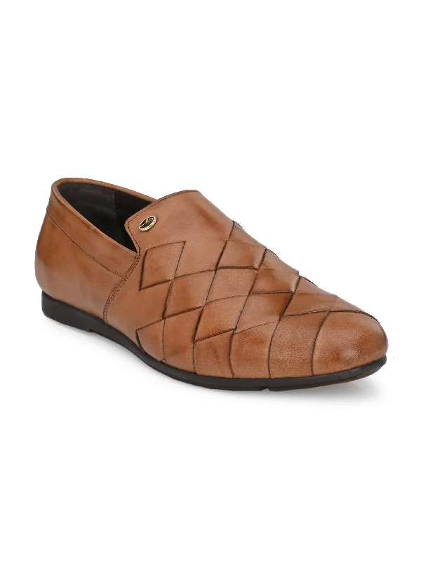 Men's formal shoes with a double monk strapHitz Men's Tan Slip-On Leather Party Shoes