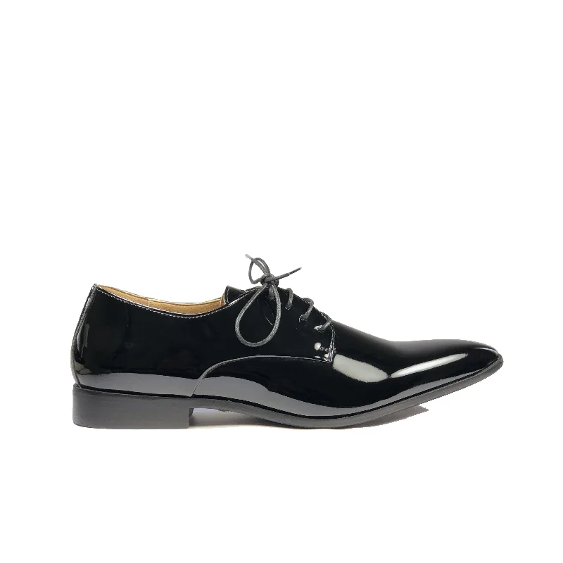 Men's formal shoes with a lace - up closure'Nero' Men's Vegan Derby Shoe by Zette Shoes - Black Patent Men's formal shoes with a lace - up closure'Nero' Men's Vegan Derby Shoe by Zette Shoes - Black Patent