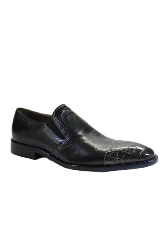 Men's formal shoes with a leather sole and heelTardini Mens Alligator Leather Cap Toe Elastic Slip-On Loafers Black Men's formal shoes with a leather sole and heelTardini Mens Alligator Leather Cap Toe Elastic Slip-On Loafers Black